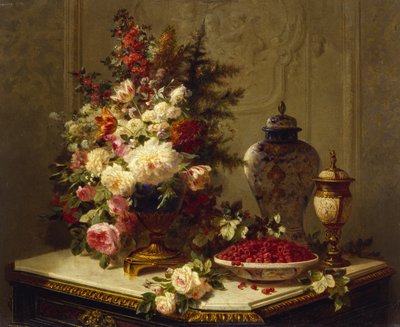 Natura morta con fiori e lamponi da Jean Baptiste Robie