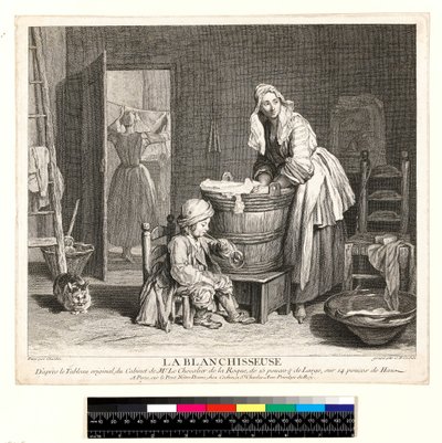 La Blanchisseuse, inciso da Charles Nicolas Cochin I (1688-1754) 1739 da Jean Baptiste Simeon (after) Chardin