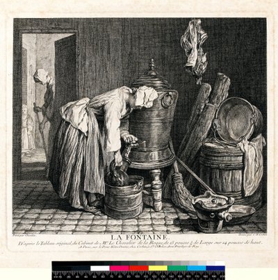 La Fontaine, inciso da Charles Nicolas Cochin I (1688-1754) 1739 da Jean Baptiste Simeon (after) Chardin