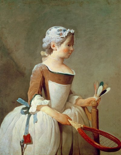 Ragazza con racchetta e volano, c.1740 da Jean Baptiste Simeon Chardin