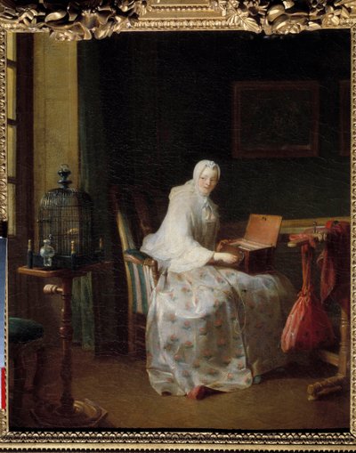 La serinette o dama che varia i suoi divertimenti Dipinto di Jean Baptiste Simeon Chardin (1699-1779) XVIII secolo da Jean Baptiste Simeon Chardin