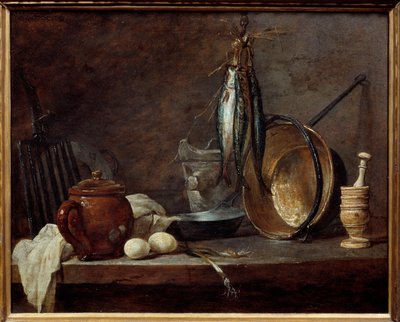 Menu di magro e utensili da cucina. Natura morta da Jean Baptiste Simeon Chardin