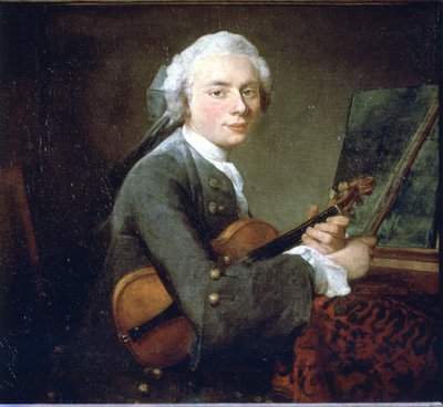 Il giovane uomo con il violino, circa 1738. Ritratto di Charles Theodose Godefroy. Olio su tela di Jean Baptiste Simeon Chardin (1699 - 1789). Parigi, Museo del Louvre da Jean Baptiste Simeon Chardin