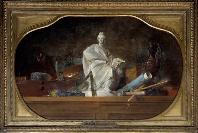 Gli attributi delle Arti Allegoria delle arti con strumenti da scultore, statuetta da Jean Baptiste Simeon Chardin