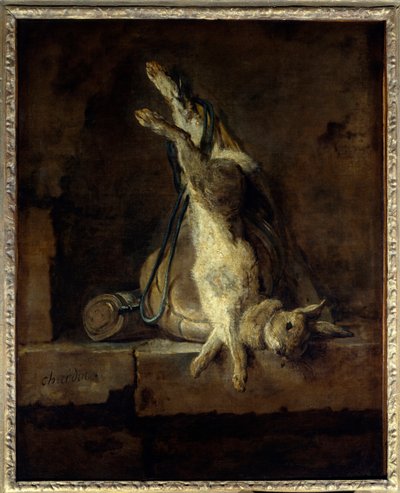 Il coniglio morto e attrezzi da caccia da Jean Baptiste Simeon Chardin