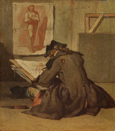 Giovane studente che disegna da Jean Baptiste Simeon Chardin