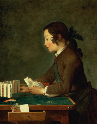 Giovane ragazzo che gioca a carte da Jean Baptiste Simeon Chardin
