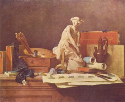 Francese:  Natura morta con attributi delle arti Natura morta con attributi delle arti da Jean Baptiste Simeon Chardin