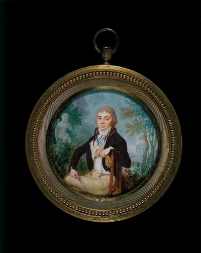 Ritratto miniatura di un giovane gentiluomo chiamato Mr Videl, seduto a tre quarti da Jean Baptiste Soyer