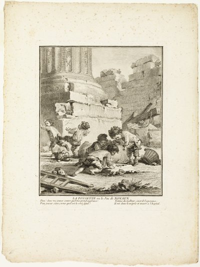 La fossetta, o il gioco delle pietre, da I giochi dei ricci di Parigi da Jean Baptiste Tilliard I