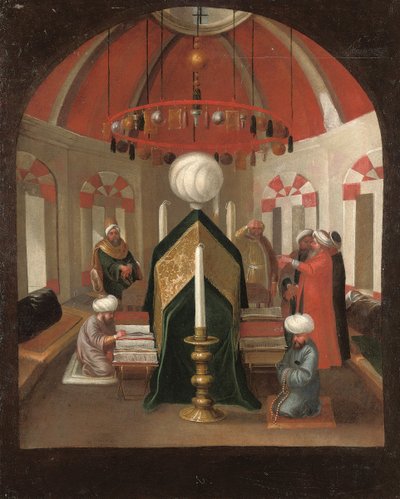Un mausoleo turco con figure alla tomba di un sultano da Jean Baptiste Vanmour