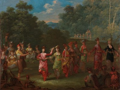 Uomini e donne greci che ballano il Khorra da Jean Baptiste Vanmour