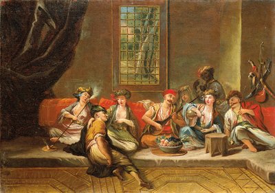 Marinai greci che si divertono in un interno da Jean Baptiste Vanmour