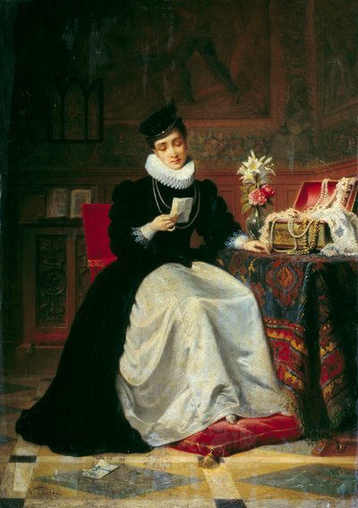 Donna che legge una lettera da Jean Baptiste Victor Loutrel