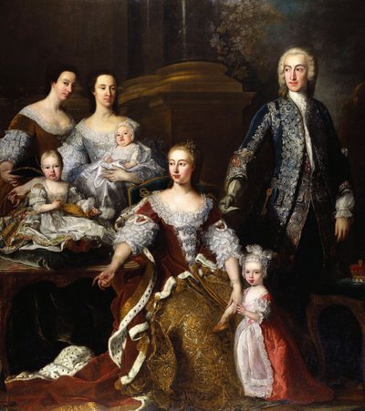 Augusta di Sassonia-Gotha, Principessa del Galles, con membri della sua famiglia e della sua casa, 1739 da Jean Baptiste van Loo