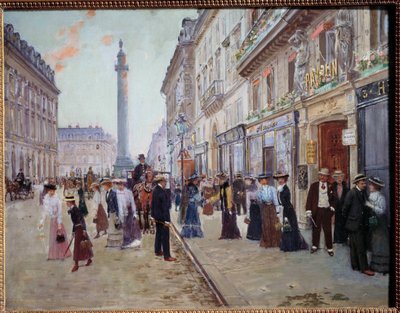 Uscita degli operai dalla casa Paquin rue de la Paix (Place Vendome con la colonna) da Jean Beraud
