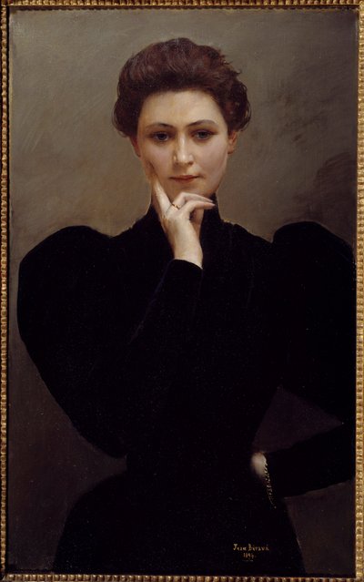 Meditazione Una giovane donna pensierosa vestita alla moda Belle Epoque da Jean Beraud