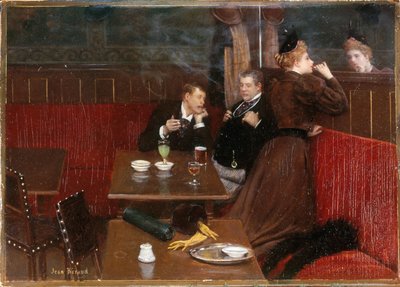 Tre figure in un caffè, 1890 circa (olio su tela) da Jean Beraud