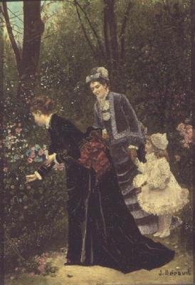 Giovani donne che raccolgono fiori, 1885 da Jean Beraud