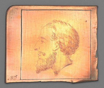 Testa di un uomo con barba di profilo a sinistra da Jean Bernard
