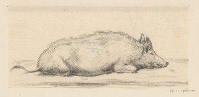 Maiale sdraiato, verso destra da Jean Bernard