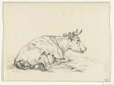 Mucca sdraiata, verso destra da Jean Bernard