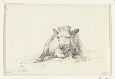 Mucca sdraiata, di fronte da Jean Bernard