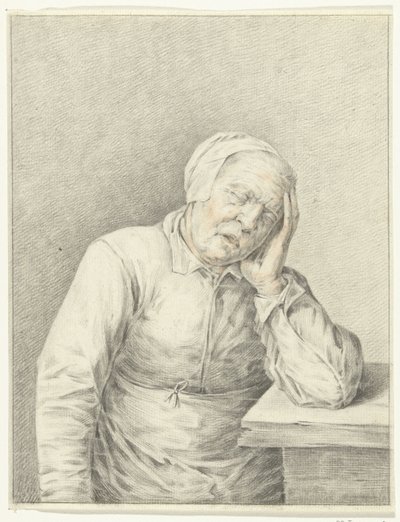 Vecchia donna addormentata, con la testa nella mano da Jean Bernard