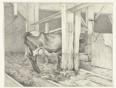 Mucca in piedi in una stalla, verso destra da Jean Bernard