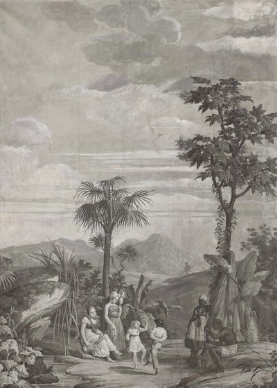 I bambini danzano, pannello di carta da parati dalla serie "Paul et Virginie", di Dufour & Cie, c.1823 da Jean Broc