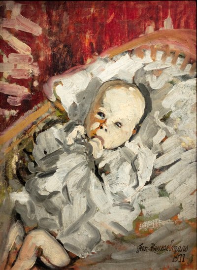 Bambino in una culla da Jean Brusselmans