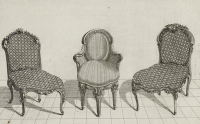 Chaise de Canne, Fauteuil en Cabriolet, Chaise de Canne, pubblicato a metà degli anni 1770 da Jean Charles (after) Delafosse