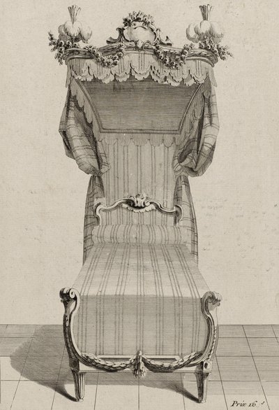 Lit à la Française, pubblicato a metà degli anni 1770 (incisione su carta vergata) da Jean Charles (after) Delafosse