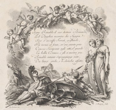 Vignetta per il primo canto di Orlando Furioso, XVIII secolo da Jean Charles Baquoy
