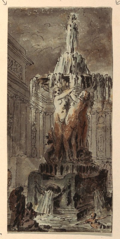 Fantasia architettonica con fontana da Jean Charles Delafosse