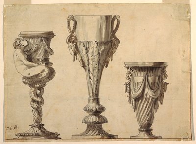 Progetto per un candelabro, una coppa e un vaso da Jean Charles Delafosse