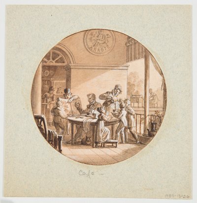 Progetto per un piatto di porcellana dipinta, Caffè dal Servizio degli Oggetti da Dessert da Jean Charles Develly