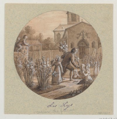 Progetto per un piatto di porcellana dipinta, Les Lys (Gigli) dal Service de la Culture des Fleurs (Servizio di coltivazione dei fiori) da Jean Charles Develly