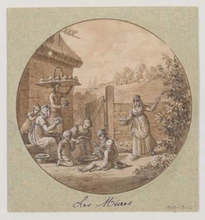 Design per un piatto di porcellana dipinta, Le Mûres dal Service des Objets de Dessert da Jean Charles Develly