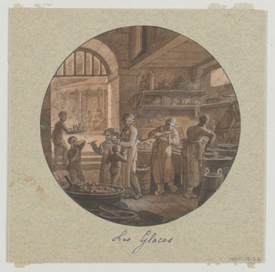 Design per un vaso da portata in porcellana dipinta, Les Glaces (Gelato) dal Service des Objets de Dessert (Servizio da dessert) da Jean Charles Develly
