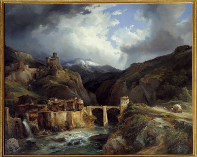 Villaggio e ponte di Crevola sulla strada del Sempione da Jean Charles Joseph Rémond