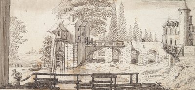 Scena rustica con mulino e stagno da Jean Chaufourier