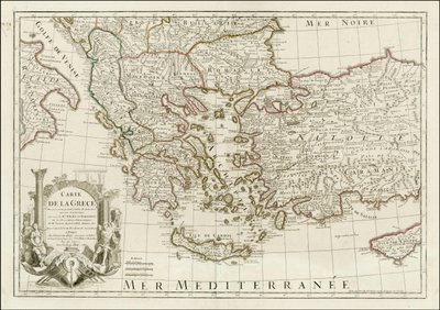 1780 map - Carte de la Grece Dressee sur un grand nombre de memoires anciens et nouveaux, Sur ceux de Mrs. Whele et Tournefort da Jean Claude Dezauche
