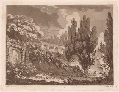 Scale in un giardino italiano, 1766 da Jean Claude Richard Saint Non