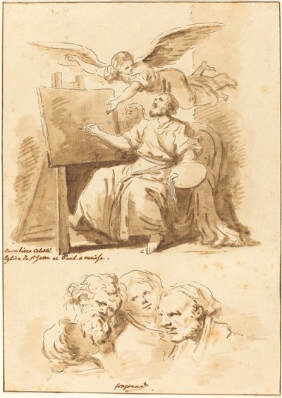San Luca al suo cavalletto e quattro teste espressive da Jean Claude Richard de Saint Non after Jean Honoré Fragonard after Andrea Celesti