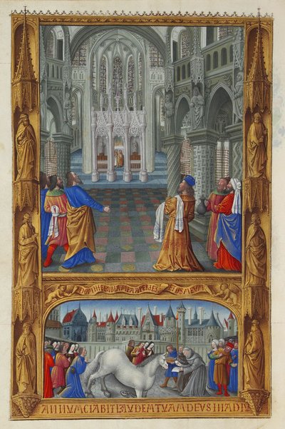 Les Très Riches Heures del duca di Berry, Folio 129v - Il sacramento santo da Jean Colombe