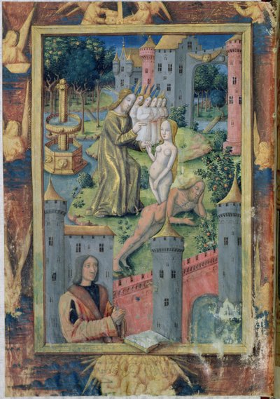 Ms Lat. Q.v.I.126 fol.11 La creazione di Eva dal Libro delle Ore di Luigi d