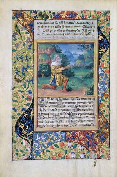 Re Davide in penitenza davanti a Dio Padre, dal Libro d