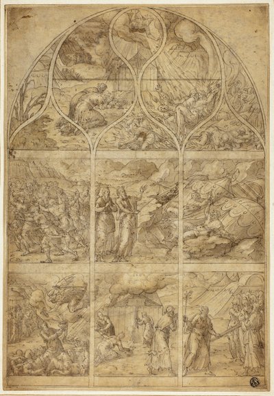 Progetto di vetrata con la storia di Aronne da Jean Cousin the Younger
