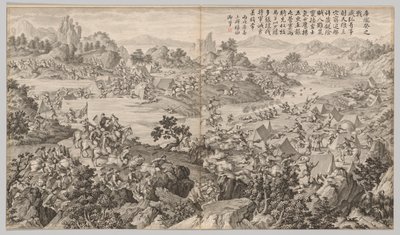 Battaglia di Kulongkui: dalle Scene di battaglia della repressione delle ribellioni, c. 1765-1774 da Jean Damascene Sallusti